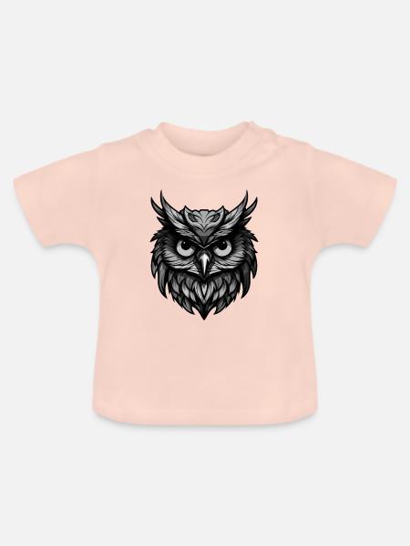 Eule Portrait - Baby Bio-T-Shirt mit Rundhals - Kristallrosa