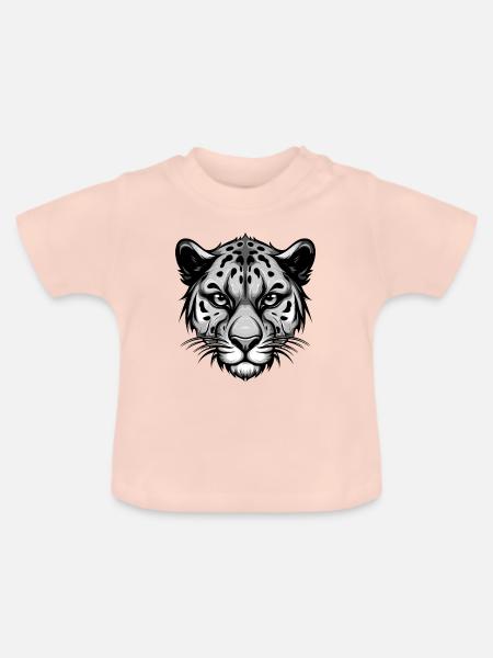 Gepard Kopf - Baby Bio-T-Shirt mit Rundhals - Kristallrosa