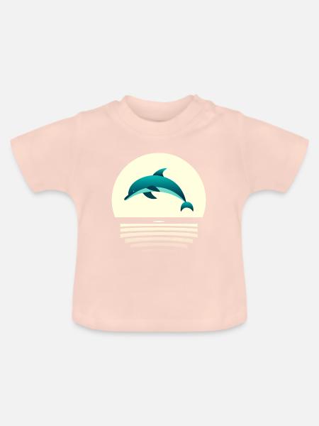 Delfin im Sprung - Baby Bio-T-Shirt mit Rundhals - Kristallrosa
