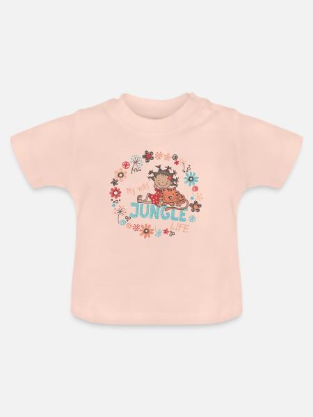 My wild jungle life - Baby Bio-T-Shirt mit Rundhals - Kristallrosa