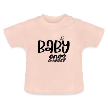 Bébé 2023 Grossesse Annonce Naissance bébé - T-shirt bio col rond Bébé - rose cristal - Devant