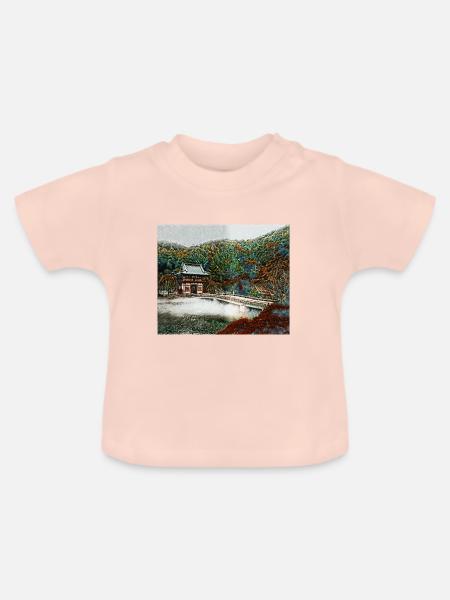 Tempel im Wald - Baby Bio-T-Shirt mit Rundhals - Kristallrosa
