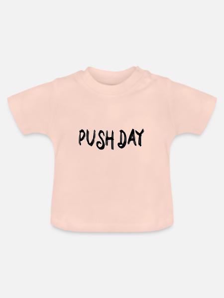 Push day - Baby Bio-T-Shirt mit Rundhals - Kristallrosa