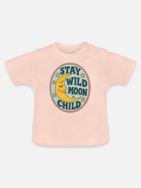 Bleib wild, Mondkind - Baby Bio-T-Shirt mit Rundhals - Kristallrosa