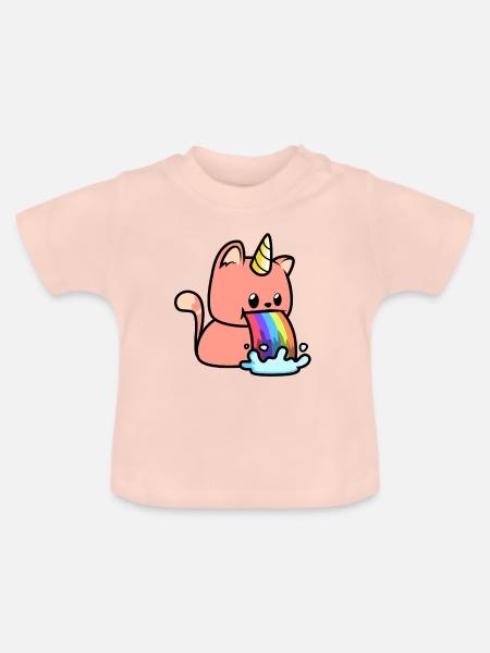 Katzen Regenbogen Einhörner - Baby Bio-T-Shirt mit Rundhals - Kristallrosa