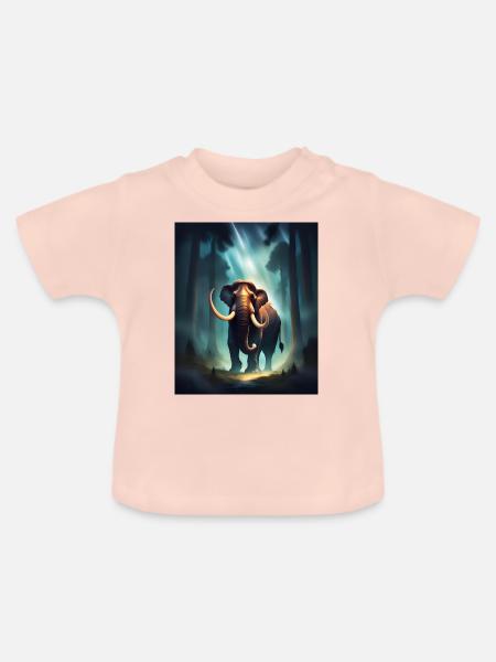 Mammut im Wald - Baby Bio-T-Shirt mit Rundhals - Kristallrosa