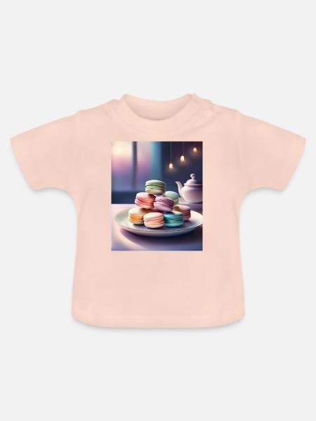 Ein Haufen französischer Macarons - Baby Bio-T-Shirt mit Rundhals - Kristallrosa