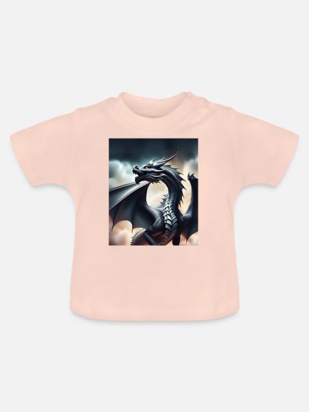 Grauer Drache - Baby Bio-T-Shirt mit Rundhals - Kristallrosa