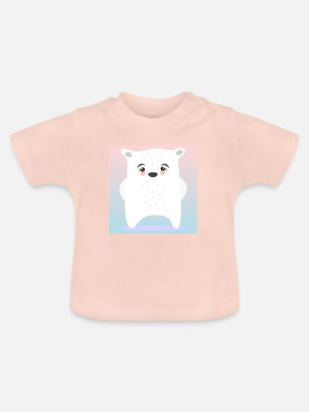 Niedlicher Eisbär WINTER TIERE - Baby Bio-T-Shirt mit Rundhals - Kristallrosa