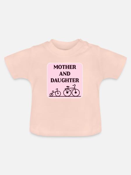 Fahrrad-Bond von Mutter und Tochter - Baby Bio-T-Shirt mit Rundhals - Kristallrosa