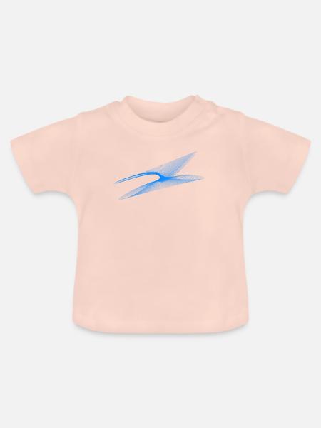 Geometrische Welle – Blaue generative Linienzeichnung - Baby Bio-T-Shirt mit Rundhals - Kristallrosa