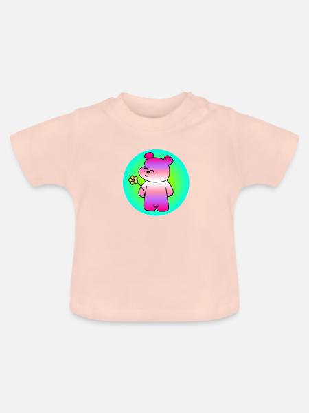 Zuckersüßes Bärchen - Baby Bio-T-Shirt mit Rundhals - Kristallrosa