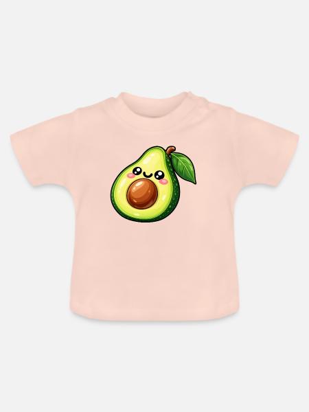 Kawaii Avocado Lächeln - Baby Bio-T-Shirt mit Rundhals - Kristallrosa