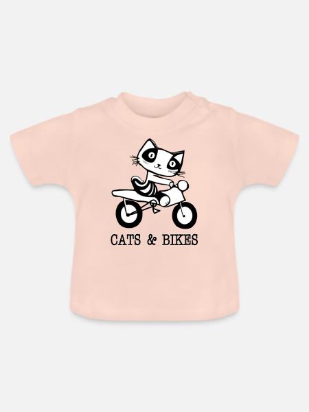 Katzen und Fahrräder - Baby Bio-T-Shirt mit Rundhals - Kristallrosa