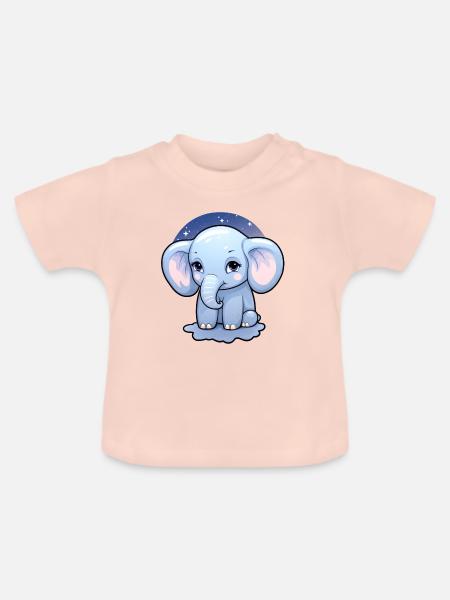 Baby Elefant Kawaii - Baby Bio-T-Shirt mit Rundhals - Kristallrosa