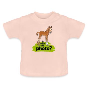 Poulain Tu veux ma photo? - T-shirt bio col rond Bébé - rose cristal - Devant