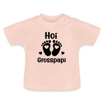 Hoi Grosspapi befördert zum Grosspapi Opa - Baby Bio-T-Shirt mit Rundhals - Kristallrosa - Vorne