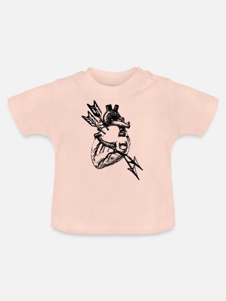 Herz/ Herz - Baby Bio-T-Shirt mit Rundhals - Kristallrosa