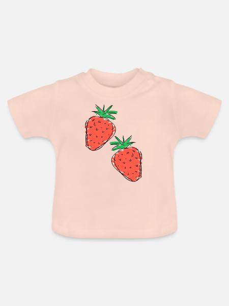 Erdbeere - Baby Bio-T-Shirt mit Rundhals - Kristallrosa