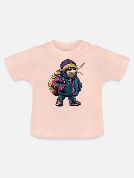 Schnecke Lustig Winter - Baby Bio-T-Shirt mit Rundhals - Kristallrosa