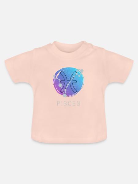 Fische Pisces Sternzeichen Horoskop Astrologie - Baby Bio-T-Shirt mit Rundhals - Kristallrosa