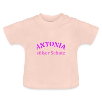 Antonia süßer Schatz - wunderschönes Motiv - Baby Bio-T-Shirt mit Rundhals - Kristallrosa - Vorne