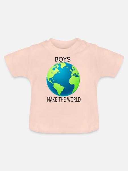 Boys make the World - Baby Bio-T-Shirt mit Rundhals - Kristallrosa