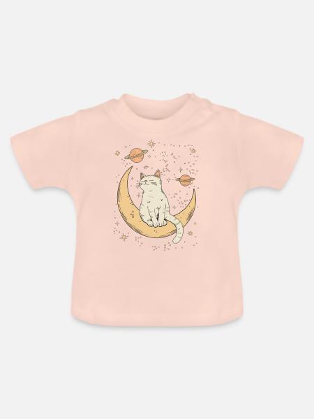 Moon Cat - Baby Bio-T-Shirt mit Rundhals - Kristallrosa
