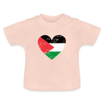 Palestine Flag Heart - Baby Organic T-Shirt with Round Neck - crystal pink - Front