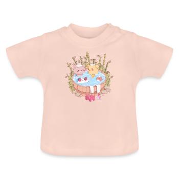 Kawaii Bambus-Whirlpool mit niedlichen Tieren im Inneren - Baby Bio-T-Shirt mit Rundhals - Kristallrosa - Vorne
