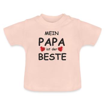 mein papa ist der beste - Baby Bio-T-Shirt mit Rundhals - Kristallrosa - Vorne