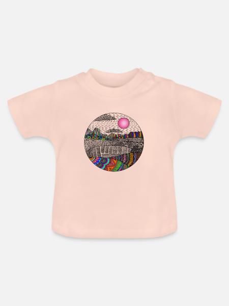Bunte Landschaft - Baby Bio-T-Shirt mit Rundhals - Kristallrosa