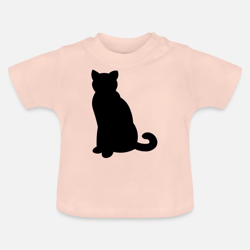 Chat noir simple - chat noir simple - T-shirt bio col rond Bébé - rose cristal