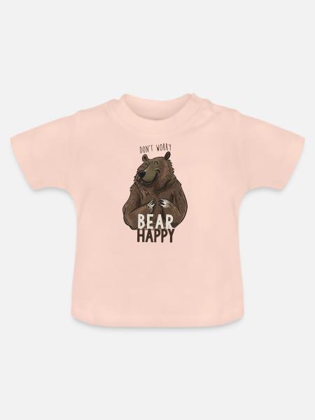 Bär glücklich - Baby Bio-T-Shirt mit Rundhals - Kristallrosa