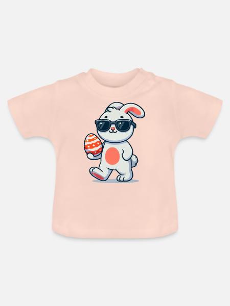 osterhase ostern - Baby Bio-T-Shirt mit Rundhals - Kristallrosa