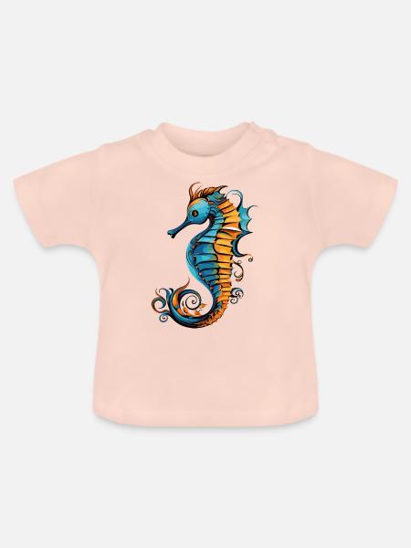 seepferdchen - Baby Bio-T-Shirt mit Rundhals - Kristallrosa