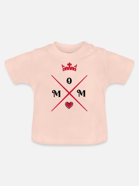 mom heart - Baby Bio-T-Shirt mit Rundhals - Kristallrosa