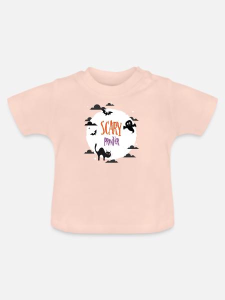 Gruseliger Drucker - Baby Bio-T-Shirt mit Rundhals - Kristallrosa
