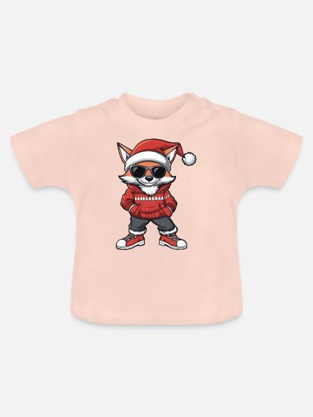Fuchs Weihnachten Comic Cool - Baby Bio-T-Shirt mit Rundhals - Kristallrosa