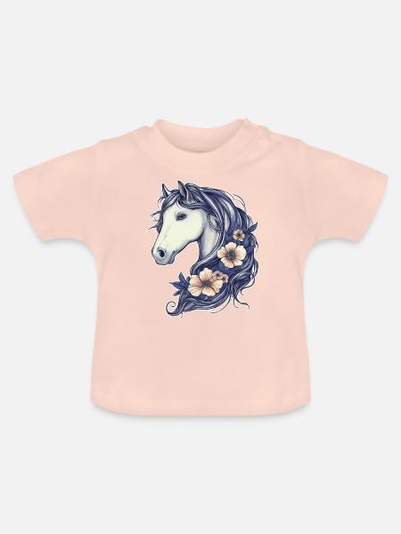 Süßes Pferd - Baby Bio-T-Shirt mit Rundhals - Kristallrosa
