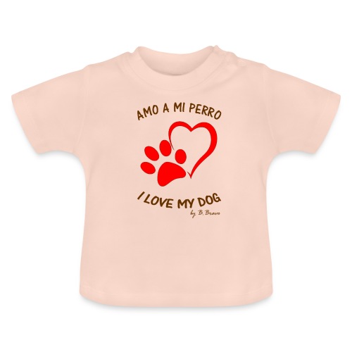 AMO A MI PERRO - Camiseta orgánica para bebé con cuello redondo