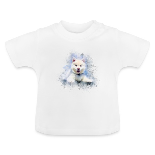 Husky sibérien Blanc chiot mignon -by- Wyll-Fryd - T-shirt bio col rond Bébé
