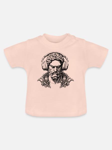Klangvolles Statement: Zeus’ Kopfhörer-Design. - Baby Bio-T-Shirt mit Rundhals - Kristallrosa