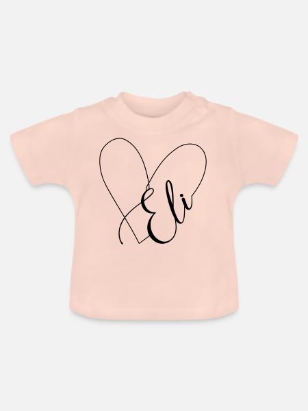 Eli Name Herzlinie - Baby Bio-T-Shirt mit Rundhals - Kristallrosa