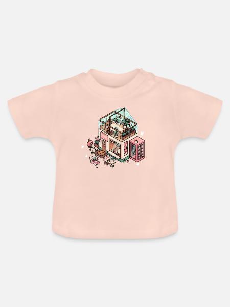 Spielzeug Erdbeer-café - Baby Bio-T-Shirt mit Rundhals - Kristallrosa