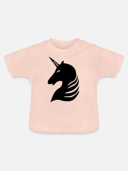einhorn silhouette - Baby Bio-T-Shirt mit Rundhals - Kristallrosa