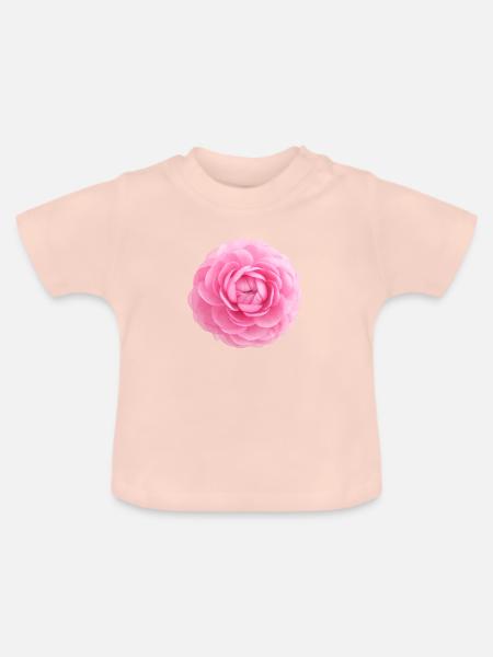 Ranunkel-Blüte - Baby Bio-T-Shirt mit Rundhals - Kristallrosa