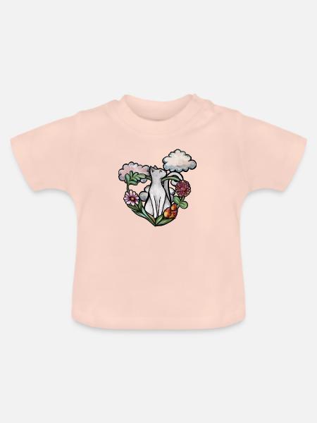 Weiße Katze - Baby Bio-T-Shirt mit Rundhals - Kristallrosa