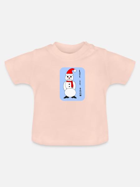 Let it snow - Baby Bio-T-Shirt mit Rundhals - Kristallrosa