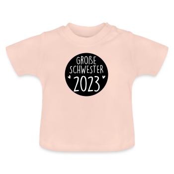 Große Schwester 2023 - Baby Bio-T-Shirt mit Rundhals - Kristallrosa - Vorne